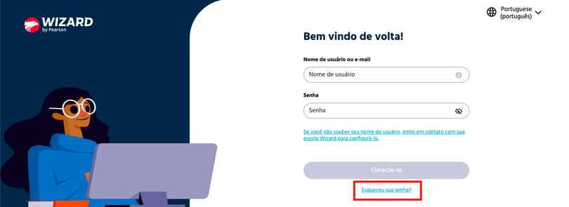 esqueceu sua senha pdaw